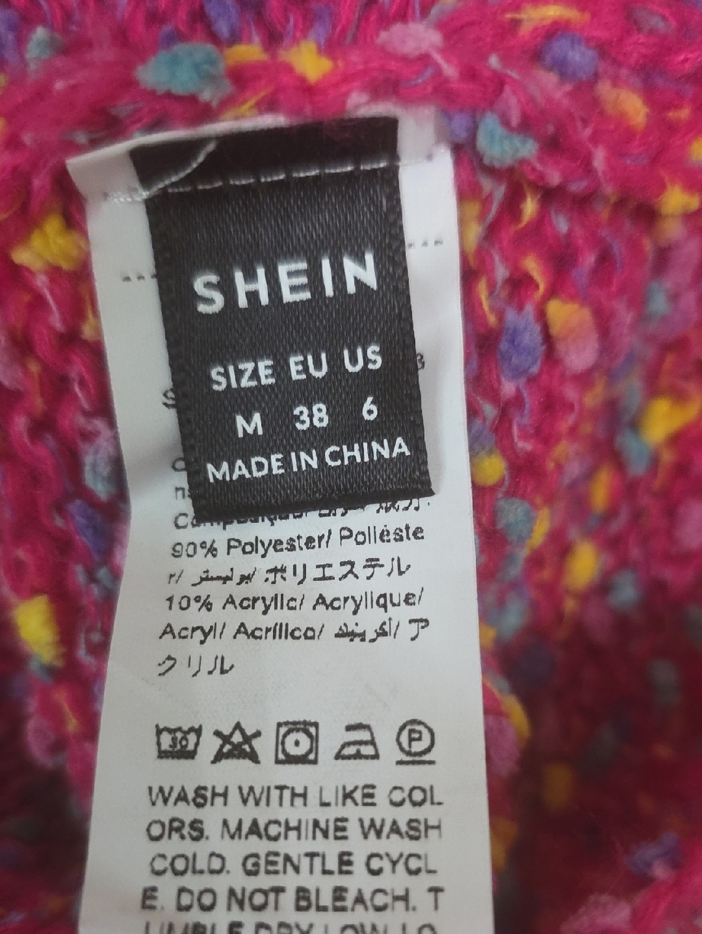 SHEIN Hot Pink Confetti Crewneck Sweater - Picture 5 of 5